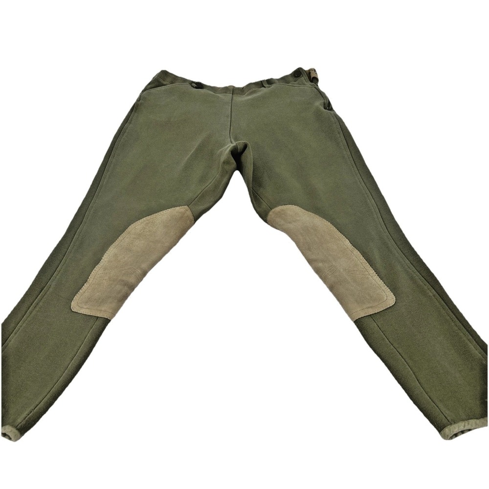 Dublin Cottons Womens Equestrian Breeches Olive Green Knee Patch Riding Pants 26